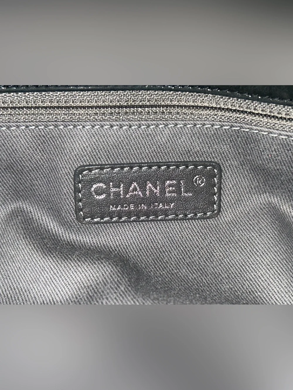 CHANEL Iridescent Calfskin Glint Large Flap Bag Charcoal Dark Grey